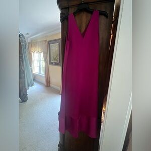 Anne Klein Magenta Sleeveless V-Neck Midi Dress